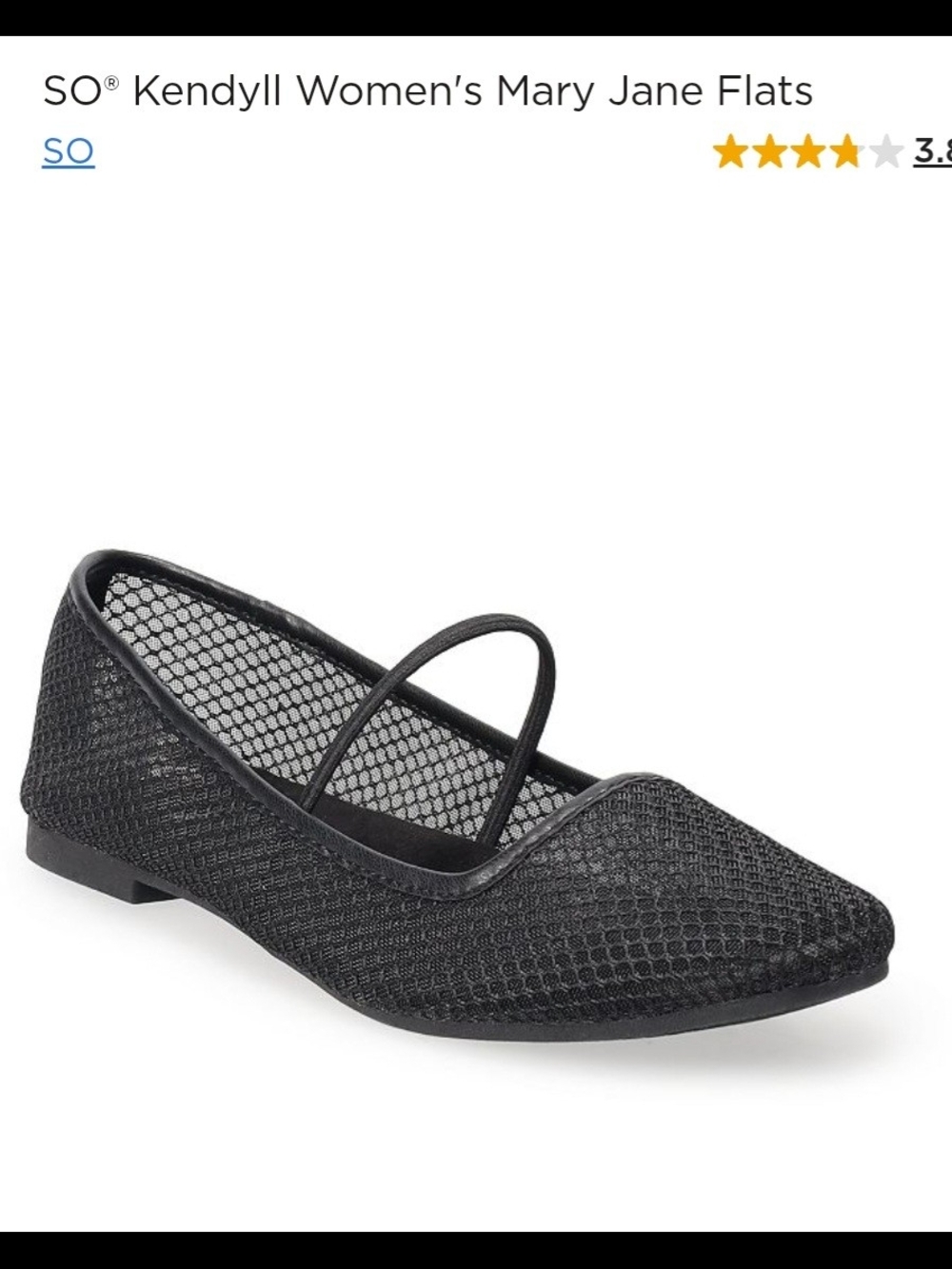 SO Kendyll Black Mesh Mary Jane Flats